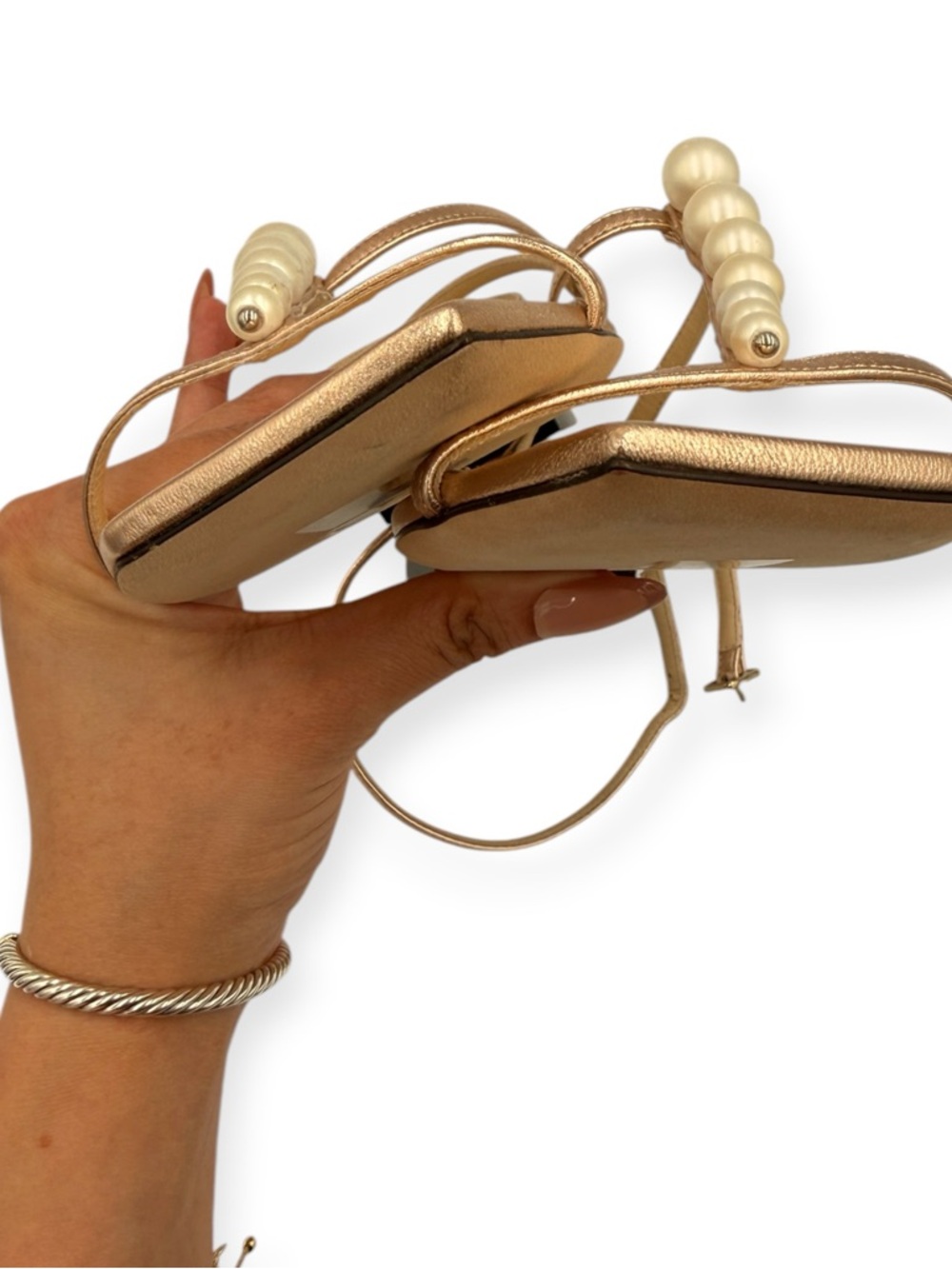 Jimmy Choo Amari Pearl Embellished Sandals Ballet Pink Size 37 NIB - Picture 12 of 15